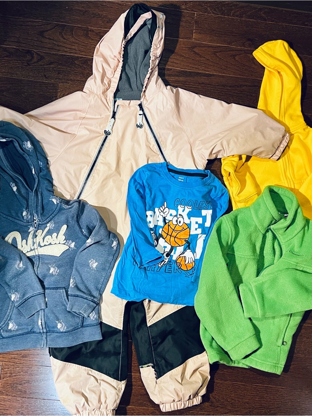3T Columbia green fleece and 3Tpink rainsuit sweater bundle
